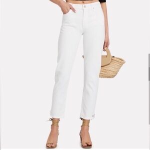 Agolde Toni Mid Rise Distressed Hem White Jeans size 29
